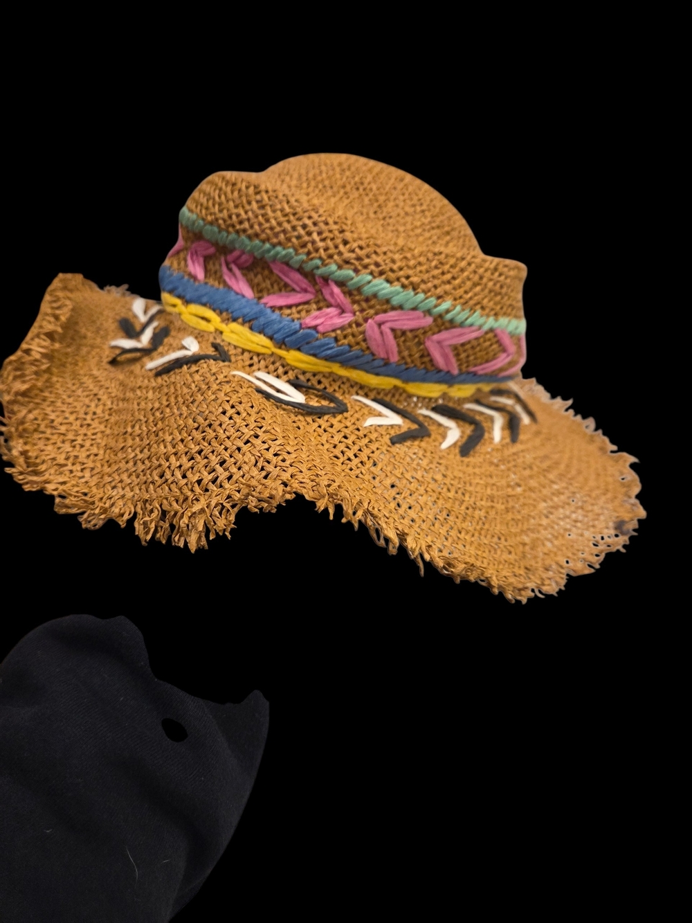 Boho Straw Sun Hat with Embroidered Details